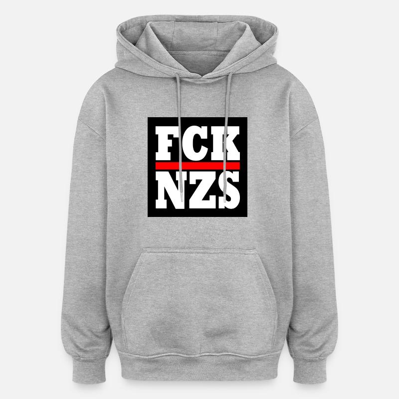 Fck nzs - Sweat à capuche oversize unisexe - gris chiné