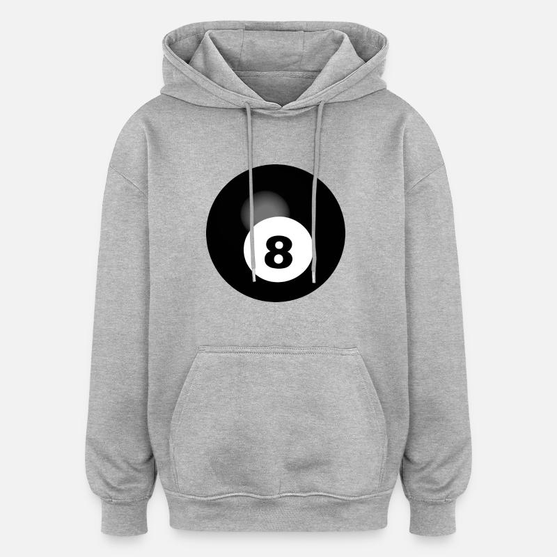 Noir 8 Billard - Sweat à capuche oversize unisexe - gris chiné