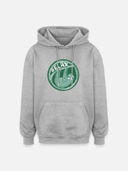 Relax - Vert Sloth - Sweat à capuche oversize unisexe - gris chiné