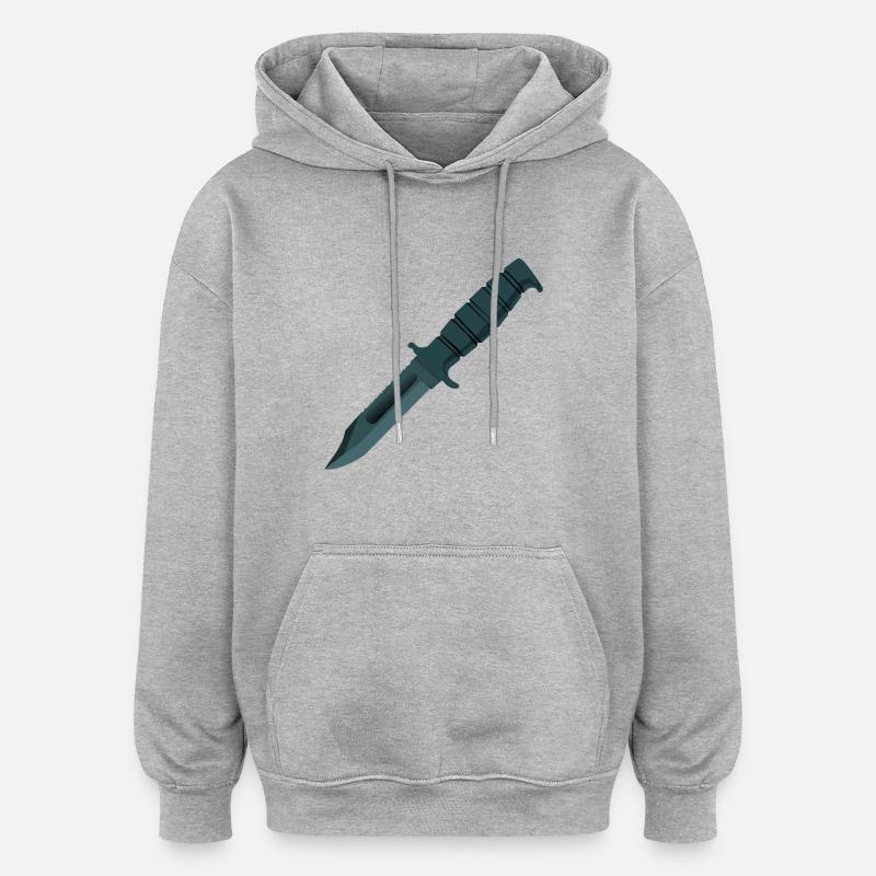 couteau - Sweat à capuche oversize unisexe - gris chiné