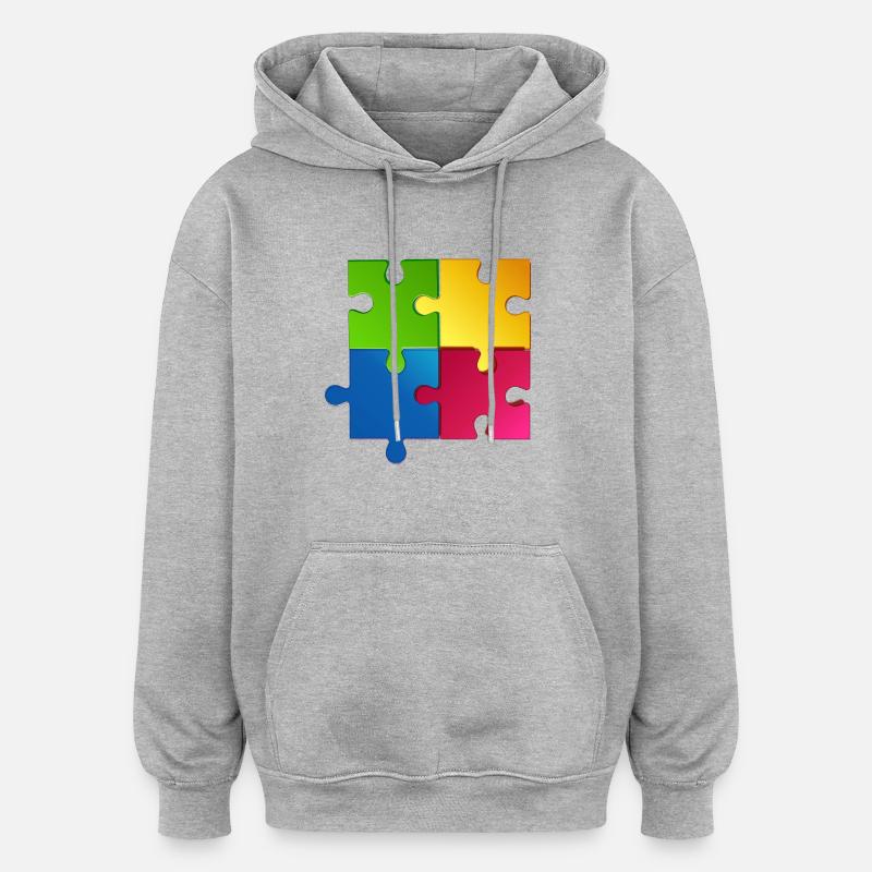 puzzle - Sweat à capuche oversize unisexe - gris chiné