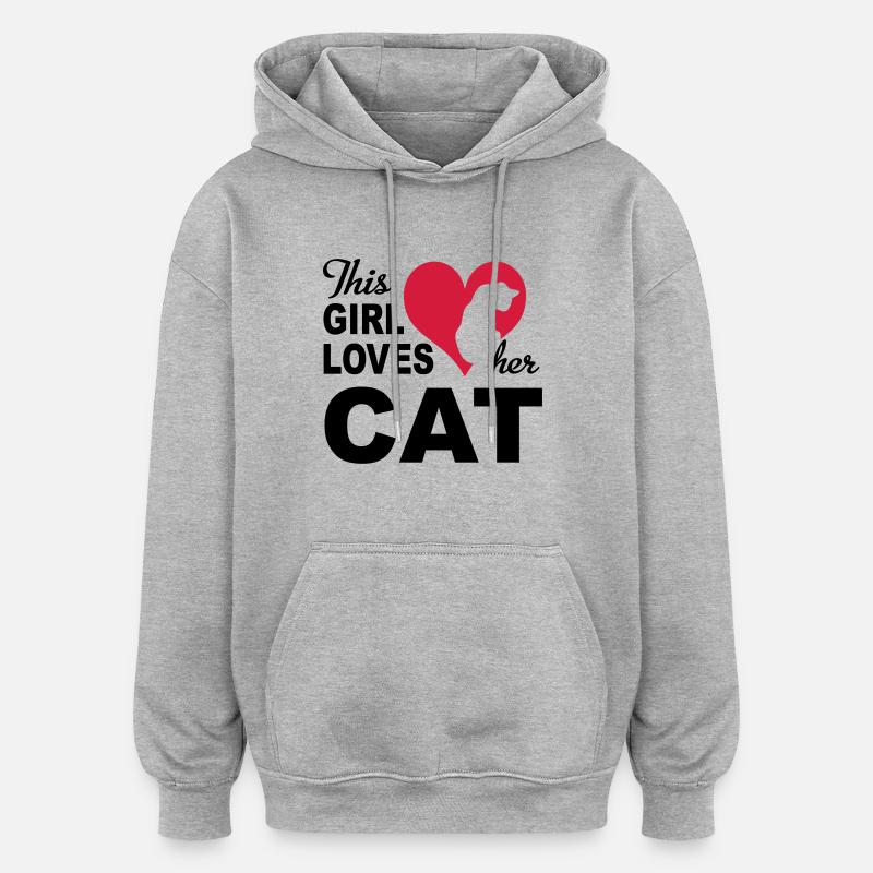 Chat - Sweat à capuche oversize unisexe - gris chiné