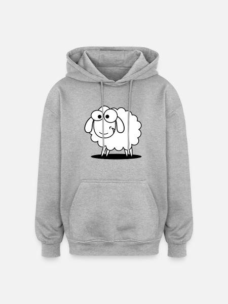 Witziges Schaf - Oversized Unisex Hoodie - Grau meliert