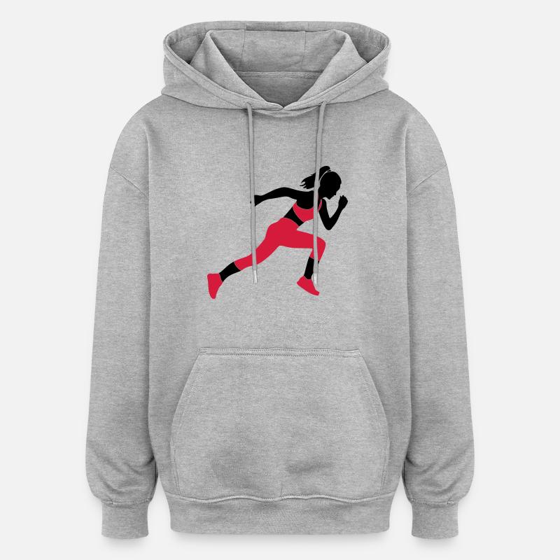 sprinter - Sweat à capuche oversize unisexe - gris chiné