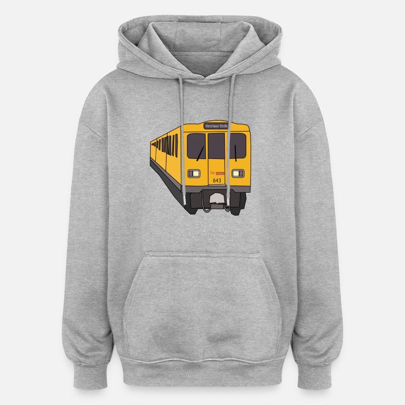 Train jaune - Sweat à capuche oversize unisexe - gris chiné