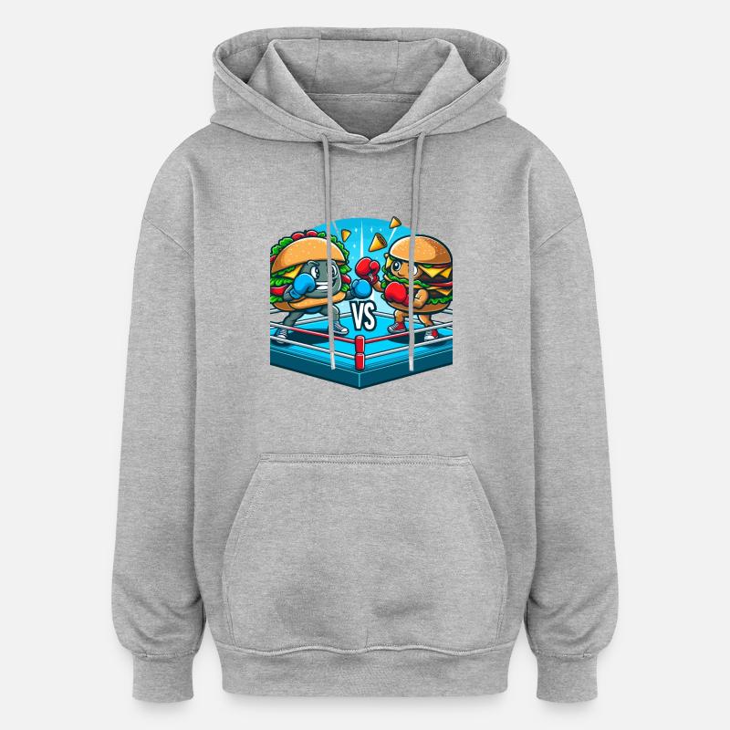 Boxing Hamburger - Oversized Unisex Hoodie - heather grey