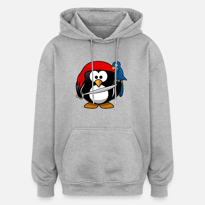 Pinguin - Oversized Unisex Hoodie - Grau meliert