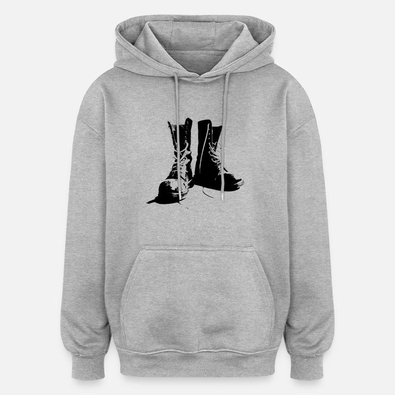 bottes - Sweat à capuche oversize unisexe - gris chiné