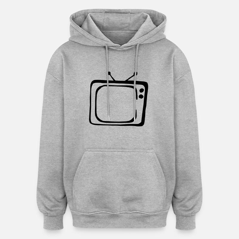 Fernseher - Oversized Unisex Hoodie - Grau meliert