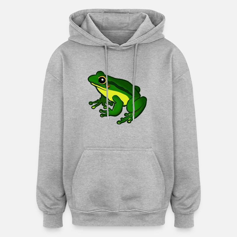 Frosch - Oversized Unisex Hoodie - Grau meliert