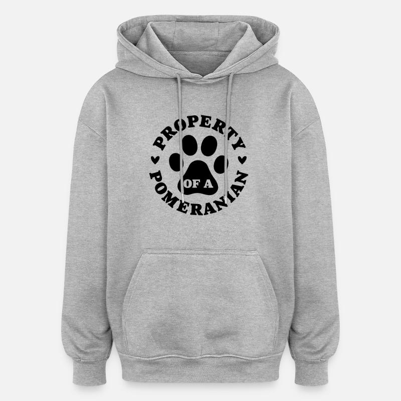 Eigentum eines Zwergspitzs - Oversized Unisex Hoodie - Grau meliert