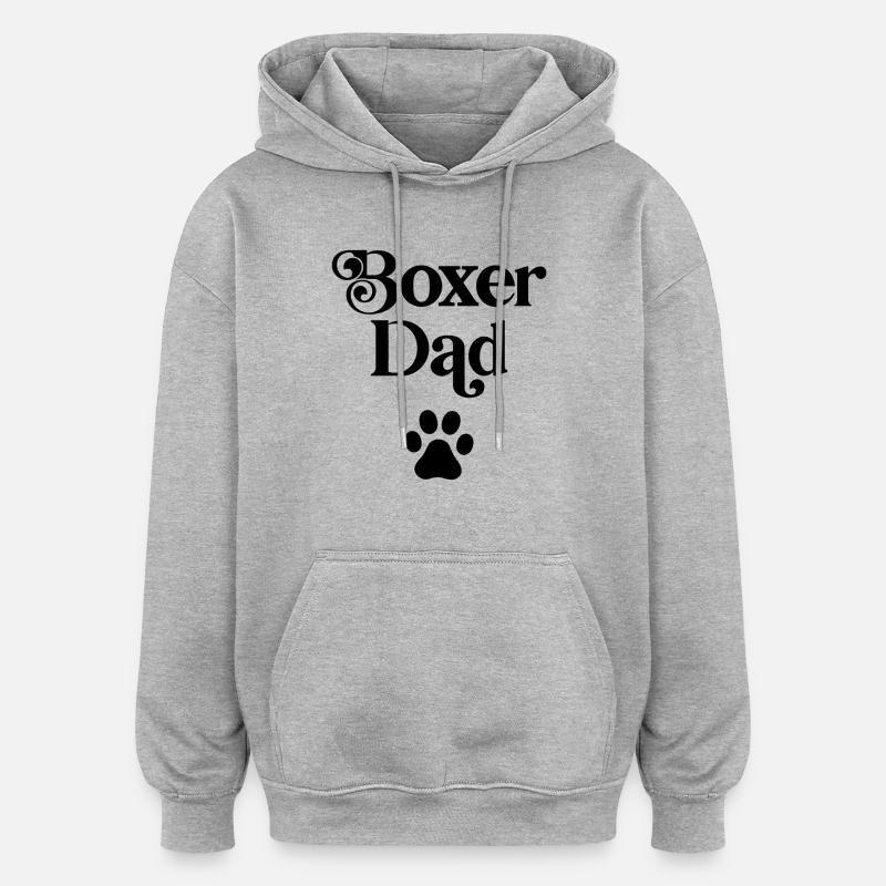 Papa boxeur - Sweat à capuche oversize unisexe - gris chiné