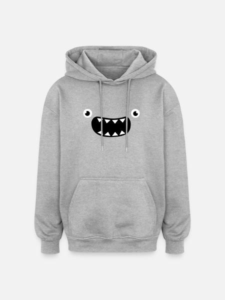 Funny Monster Face - Oversized Unisex Hoodie - heather grey