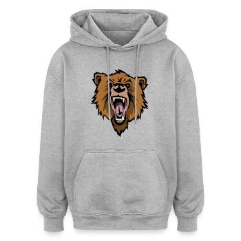 bear - Oversized Unisex Hoodie - Grau meliert - Vorne - Noah (186cm)