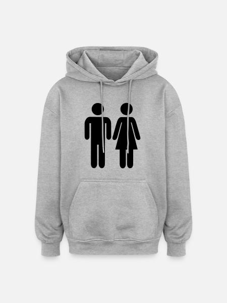 Paar - Oversized Unisex Hoodie - Grau meliert