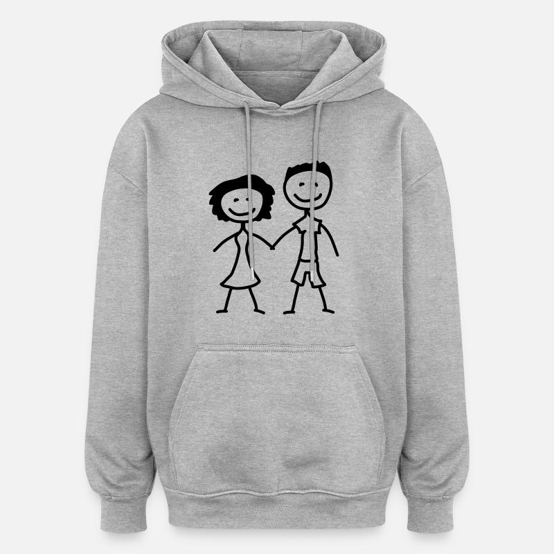 love_1c - Sweat à capuche oversize unisexe - gris chiné