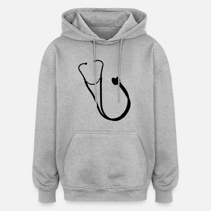 stetoscope profession - Sweat à capuche oversize unisexe - gris chiné