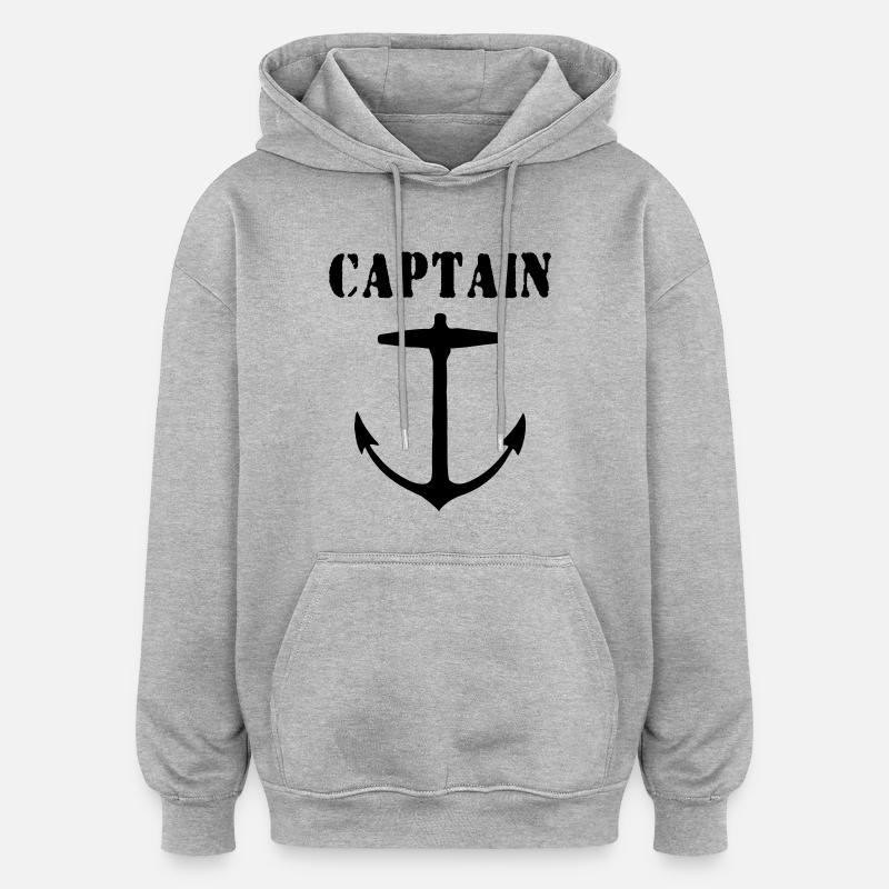captain - Sweat à capuche oversize unisexe - gris chiné