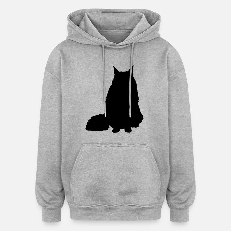 Vektor Katze Silhouette - Oversized Unisex Hoodie - Grau meliert