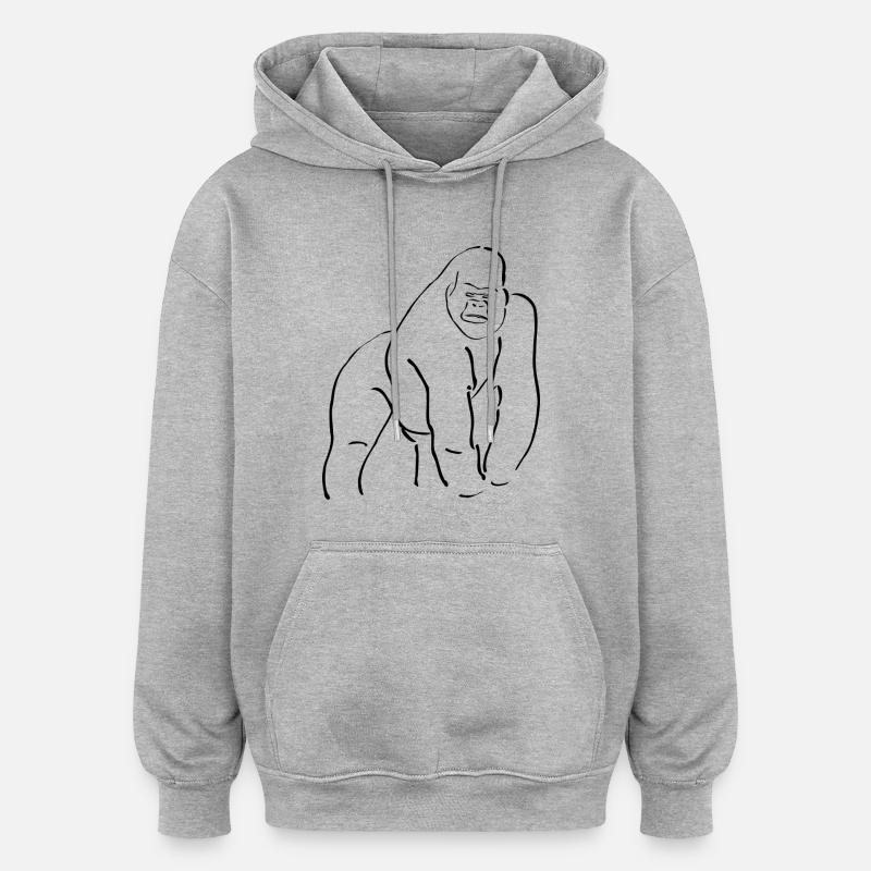 gorille - Sweat à capuche oversize unisexe - gris chiné