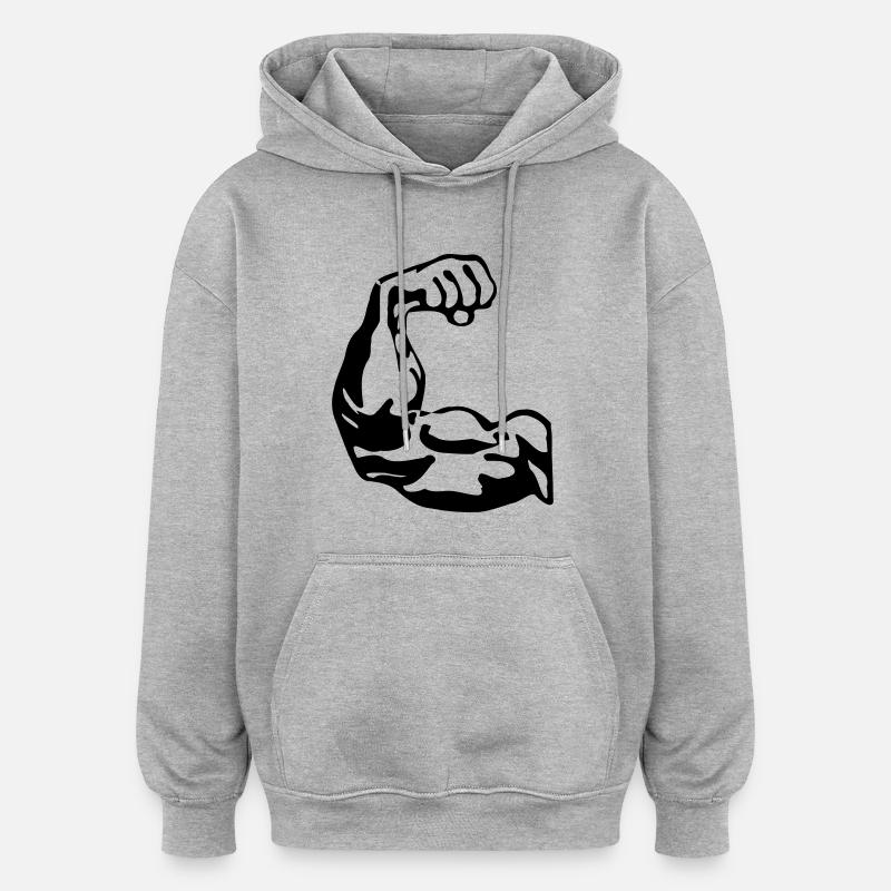 Bodybuilder biceps - Oversized Unisex Hoodie - heather grey