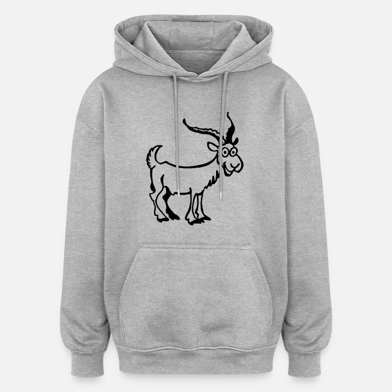 Bouc - Sweat à capuche oversize unisexe - gris chiné
