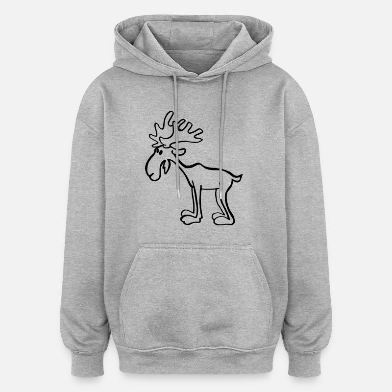 Elch - Oversized Unisex Hoodie - Grau meliert