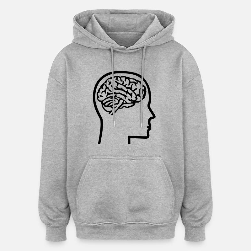 Cerveau - Sweat à capuche oversize unisexe - gris chiné