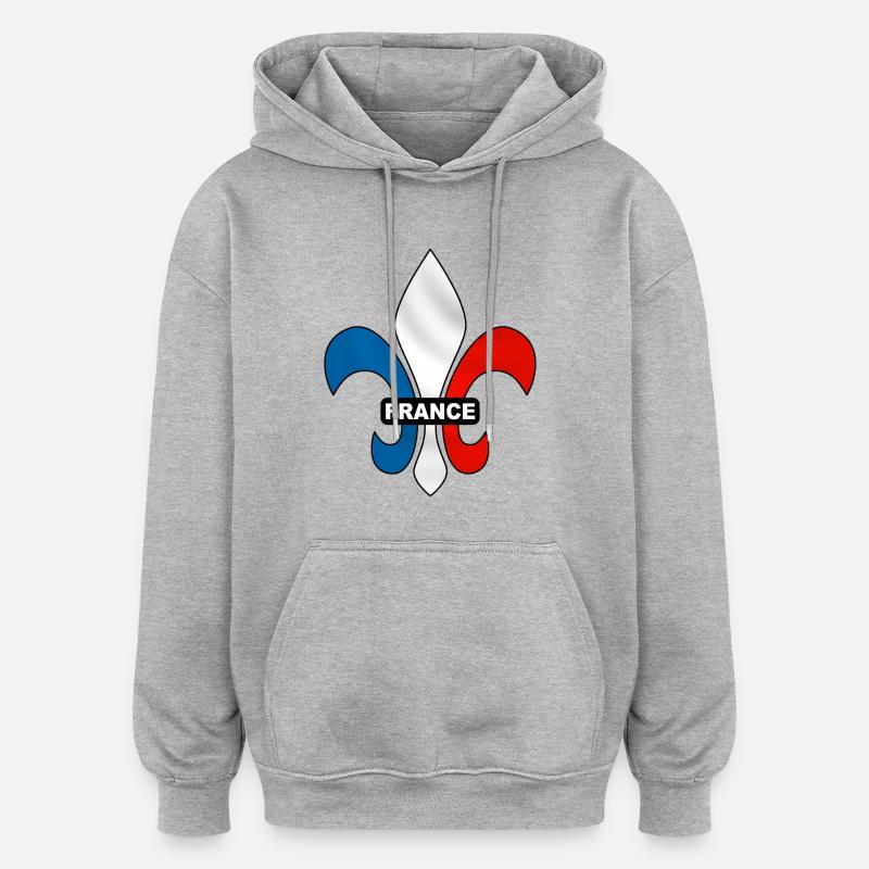 france - fleur de lys - Sweat à capuche oversize unisexe - gris chiné