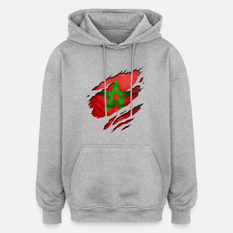 morocco maroc - Sweat à capuche oversize unisexe - gris chiné