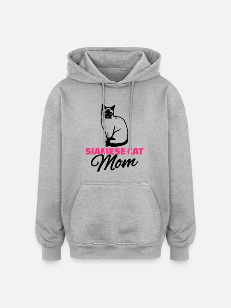 Siamkatze - Oversized Unisex Hoodie - Grau meliert