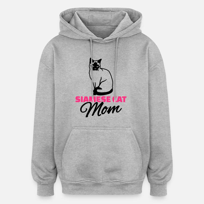 Siamese cat Mom - Oversized Unisex Hoodie - heather grey