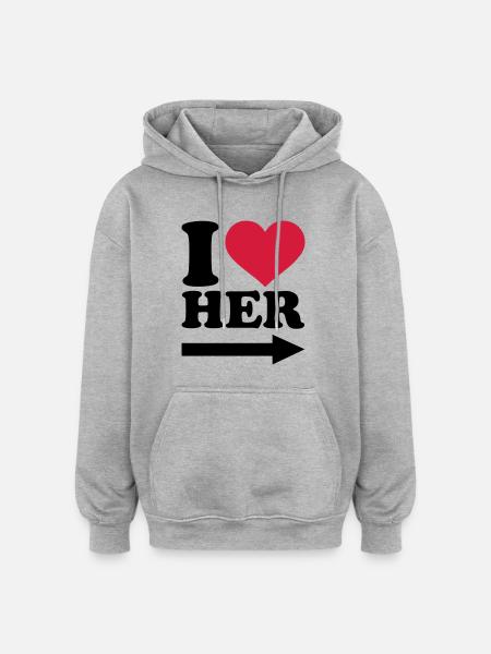 Freundin - Oversized Unisex Hoodie - Grau meliert