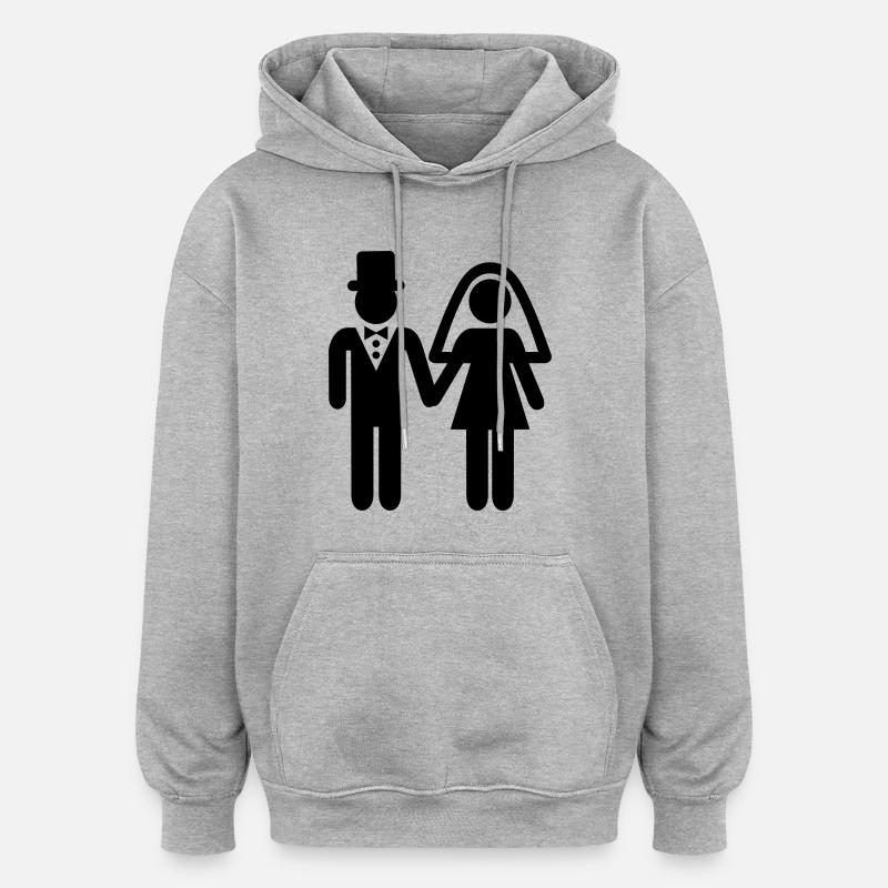 Mariage - Sweat à capuche oversize unisexe - gris chiné