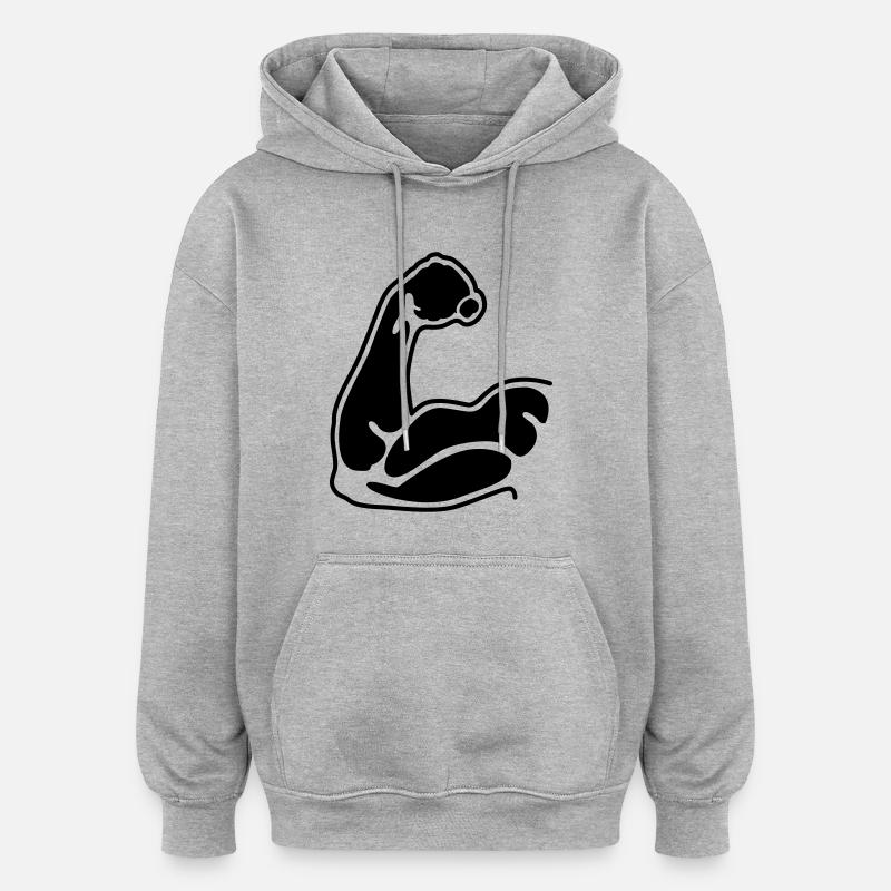 les muscles - Sweat à capuche oversize unisexe - gris chiné