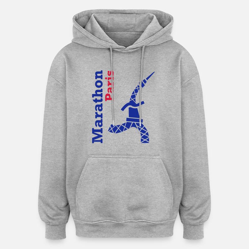 paris_marathon_Tour Eiffel - Sweat à capuche oversize unisexe - gris chiné
