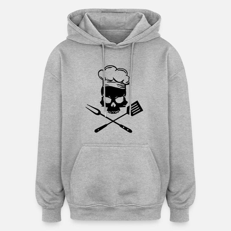 Grill Skull - Sweat à capuche oversize unisexe - gris chiné