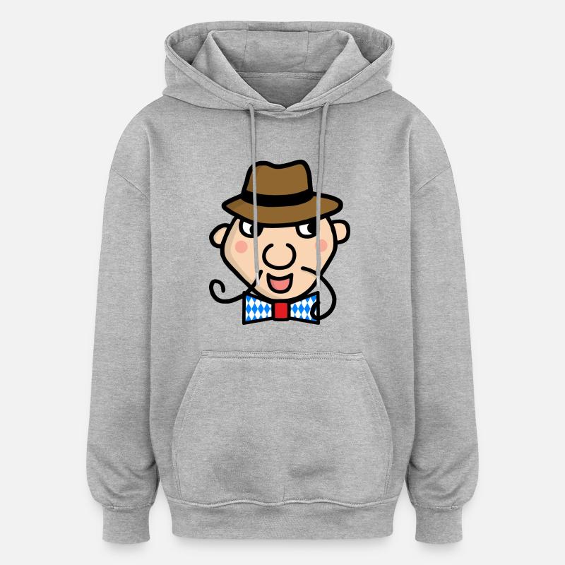 Bayer mit Fliege - Oversized Unisex Hoodie - Grau meliert