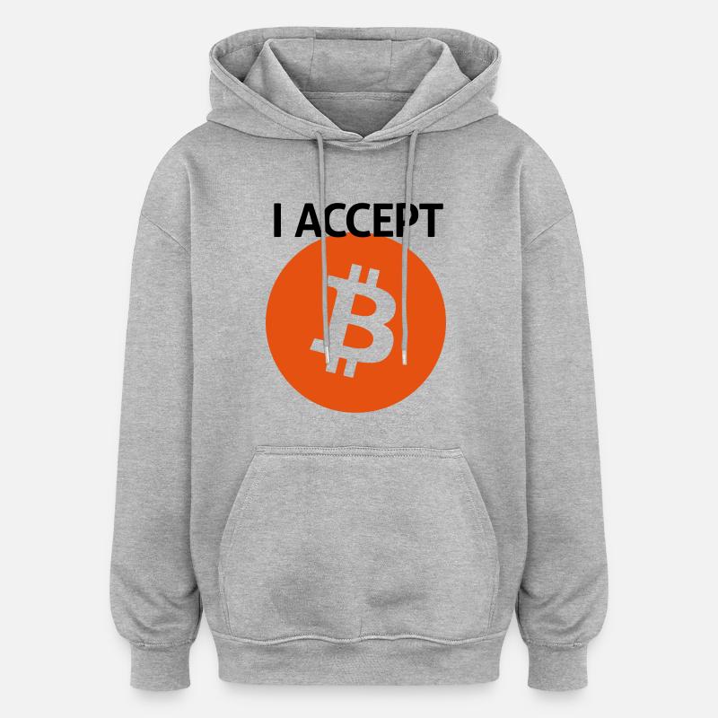bitcoin - Sweat à capuche oversize unisexe - gris chiné