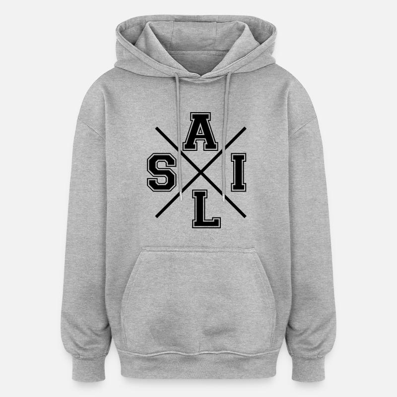 Voile - Sweat à capuche oversize unisexe - gris chiné