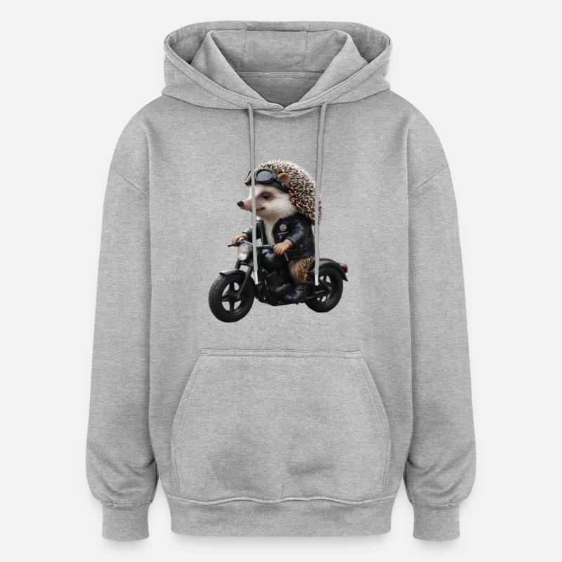 Hérisson motard - Sweat à capuche oversize unisexe - gris chiné
