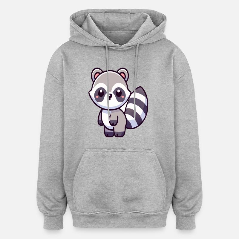 Raton laveur - Sweat à capuche oversize unisexe - gris chiné