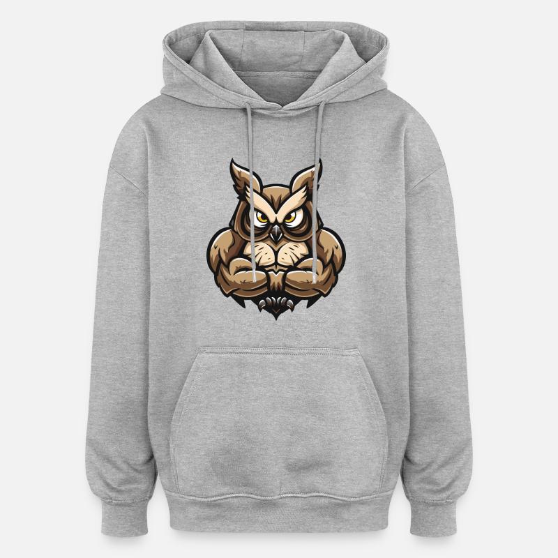 Eule Comic - Oversized Unisex Hoodie - Grau meliert