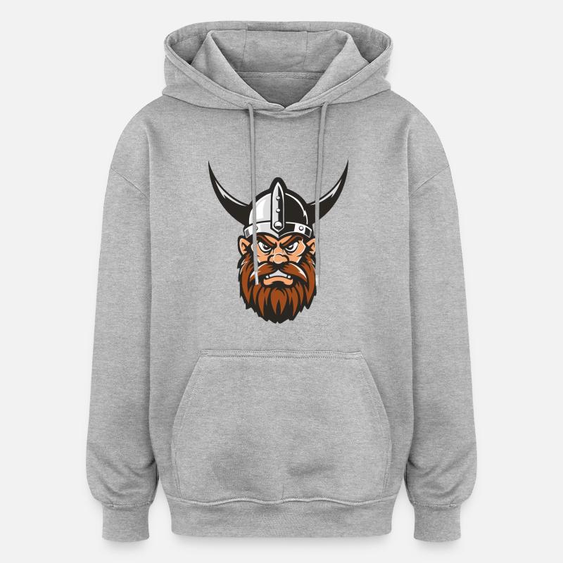 Tête de Viking - Sweat à capuche oversize unisexe - gris chiné
