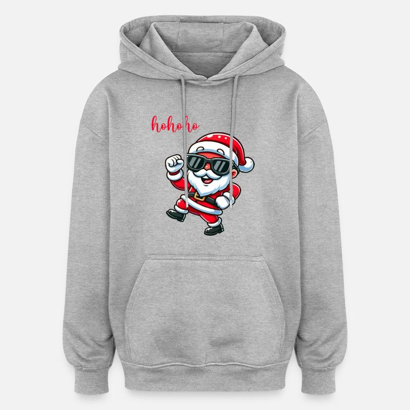 Le Père Noël hohoho - Sweat à capuche oversize unisexe - gris chiné