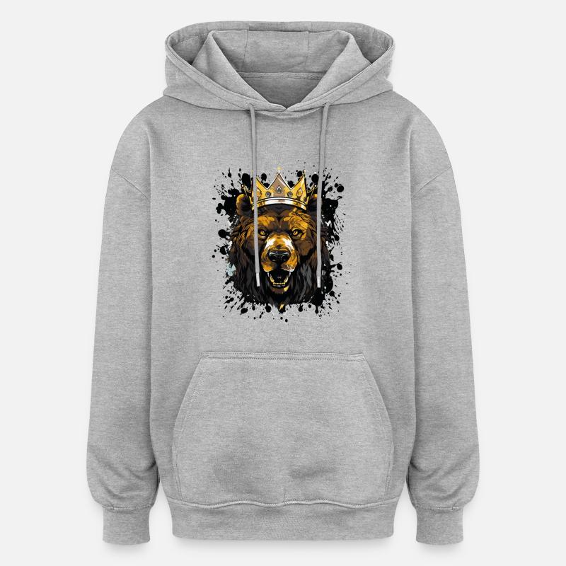 bär krone - Oversized Unisex Hoodie - Grau meliert