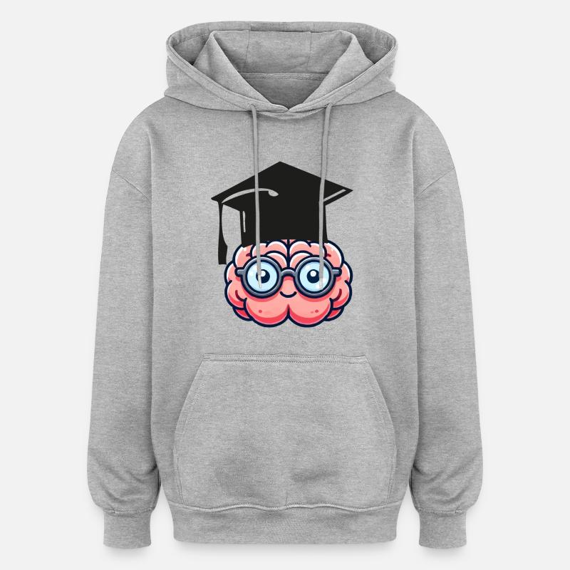 brain comic nerd student - Oversized Unisex Hoodie - heather grey