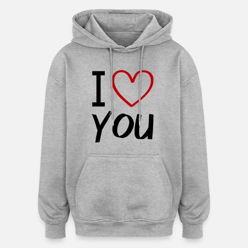 Je t’aime - Sweat à capuche oversize unisexe - gris chiné