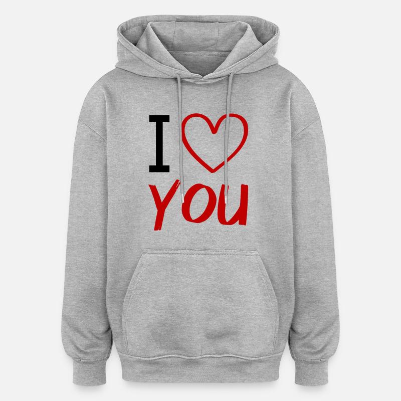 Je t’aime - Sweat à capuche oversize unisexe - gris chiné