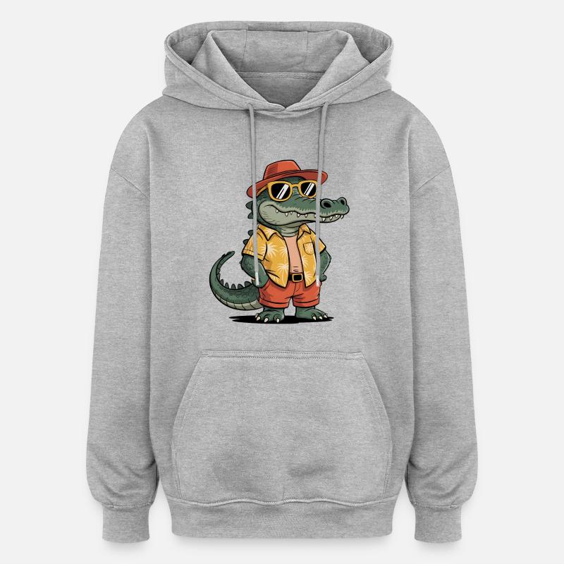 Alligator Funny Summer - Sweat à capuche oversize unisexe - gris chiné